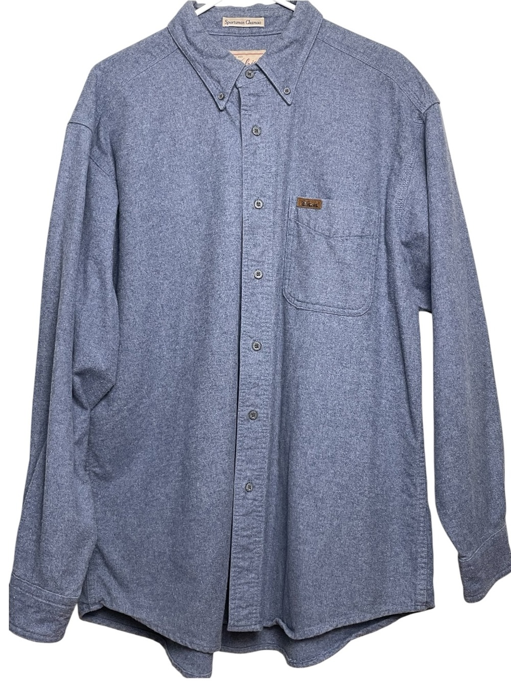 Woolrich VTG Men Sportsman Chamois Blue Flannel LS Button Down Shirt Sz XL
